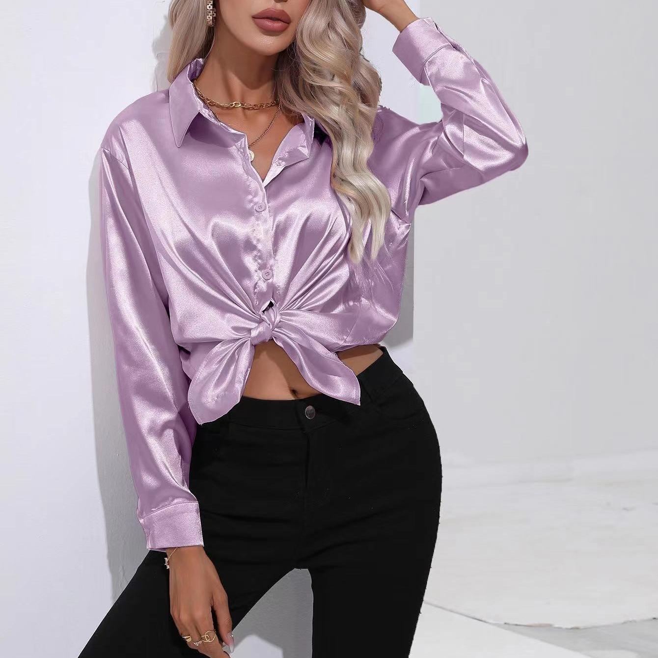 

QICED Рубашка Женская Высококачественная Простая с V-образным вырезом Кардиган Рубашка Женская Свободная с Длинным Рукавом На Пуговицах Топ XL