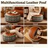 Fillable Round Ottoman Stool Vintage Style Storage Ottoman Pouf Footstool Cover  Entryway Seating