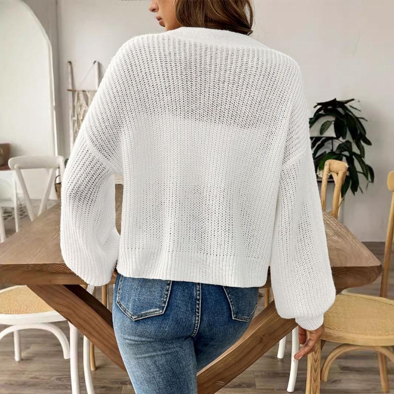 Coat Clothing Woven Sweater Autumn Winter Women's Simple Short Button Coat Sweater Cardigan