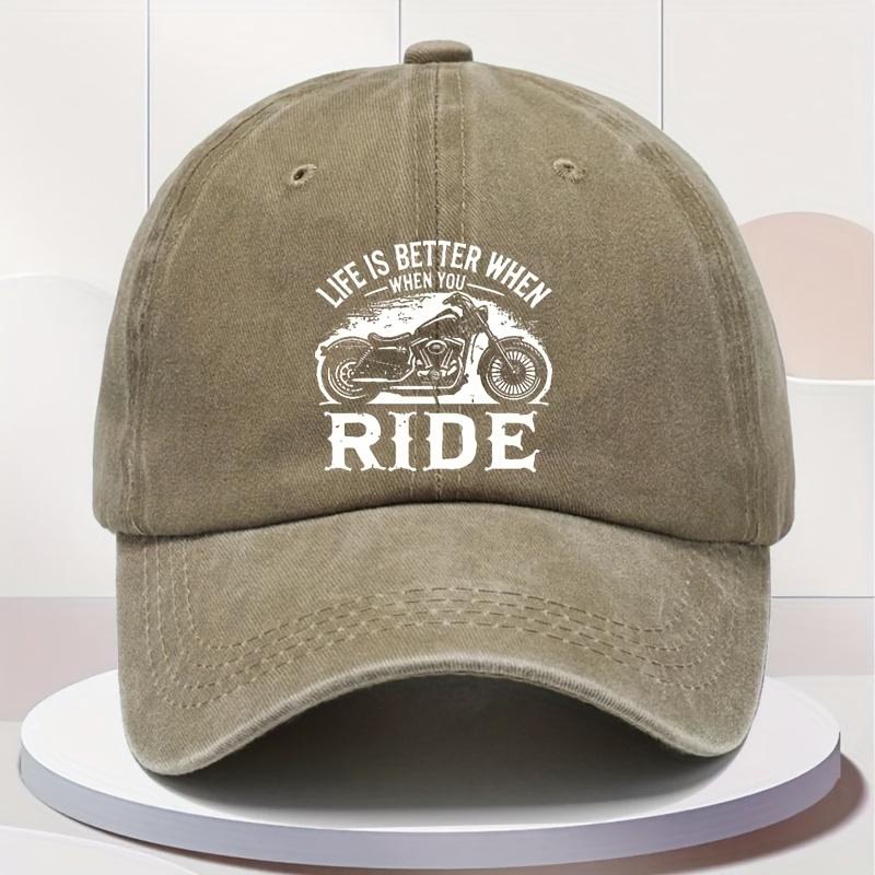 Mens Vintage Washed Baseball Cap with Adjustable Snapback  Lightweight Retro Flat RIDE Lettering Cap Suitable for Outdoor