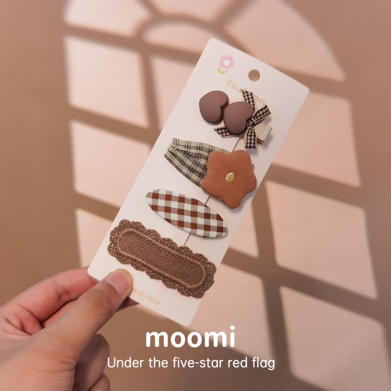 

Набор из 4 заколок-клипс с бантиками молочно-кофейного тона для детей - Корейский стиль