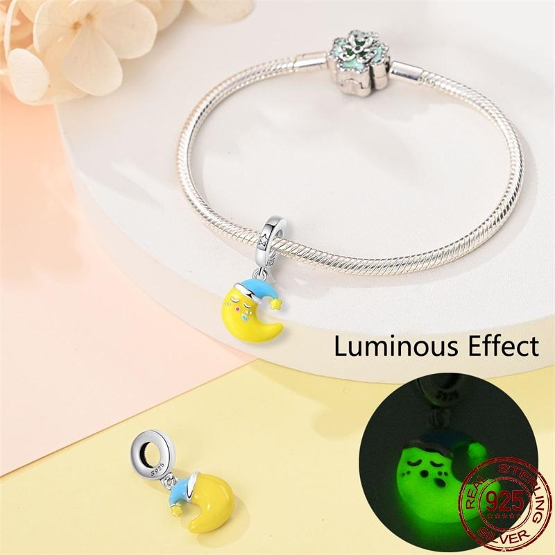 Copper Classical Butterfly Luminous Star Moon Pendant Fit 3Mm Pan Bracelet Diy Beads Fashion For Women Jewelry Gift