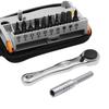 12Pcs Portable Mini Ratchet Wrench Close Quarter Adjustable Ratcheting Screwdriver Bits Set with 1/4 Drive Tool Sets