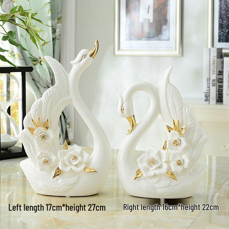 Ceramic Swan Ornaments: Elegant Home Decor for Living Room, Wine Cabinet, or Wedding Gifts