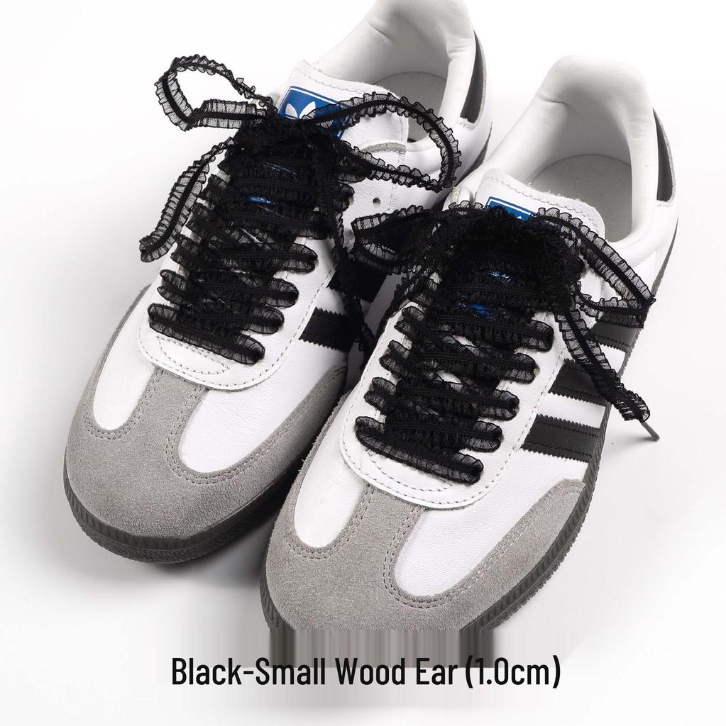 Ballet-Inspired Pearl Bow Lace Frill Shoelaces for T-Toe Training Shoes