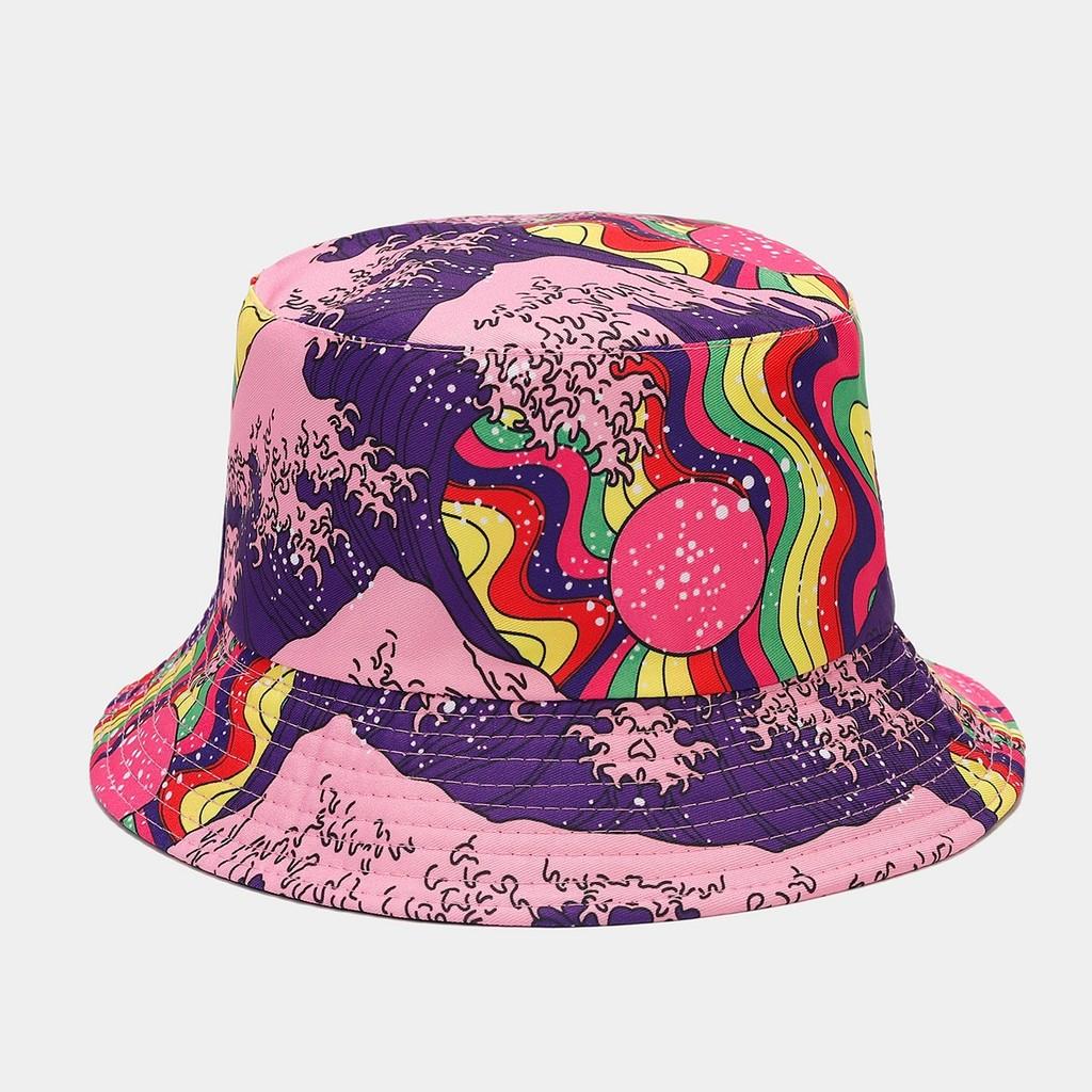 Chapeau de pêcheur en sergé de coton style graffiti rétro avec protection solaire pour les activités de plein air en été