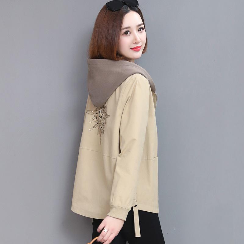 Loose Jacket Women Casual Pocket Long Sleeve Windbreaker Women Zipper Up Hooded Coats Ladies Spring Autumn Plus Size