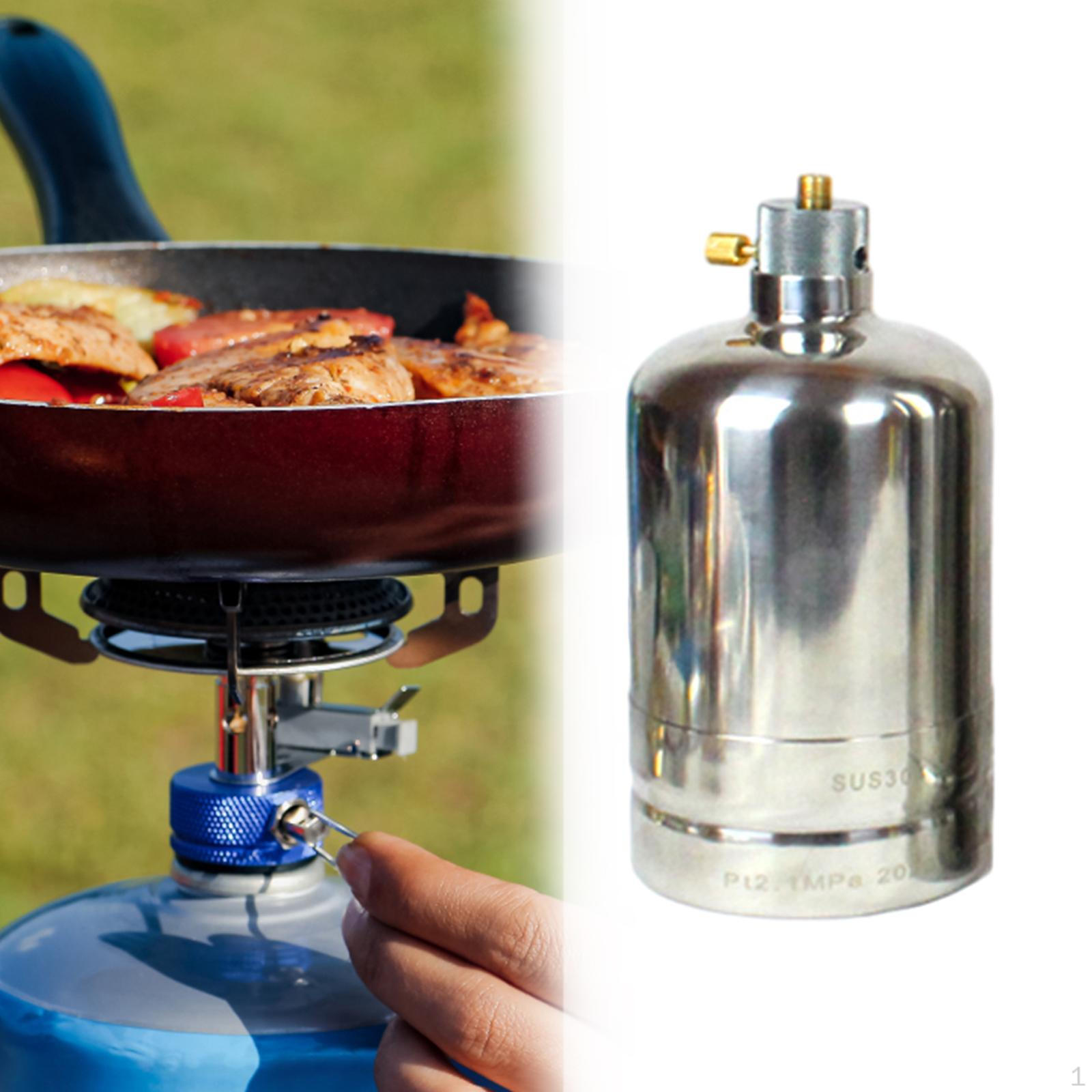 

Канистра для кемпинга пустая многоразового использования для газовой плиты с двойным клапаном, переключатель из нержавеющей стали