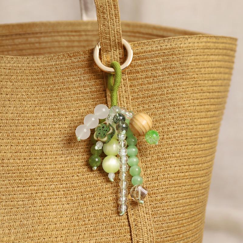 Handmade Beaded Keychain: Summer Chinese Style Woven Bodhi Pendant for Bags