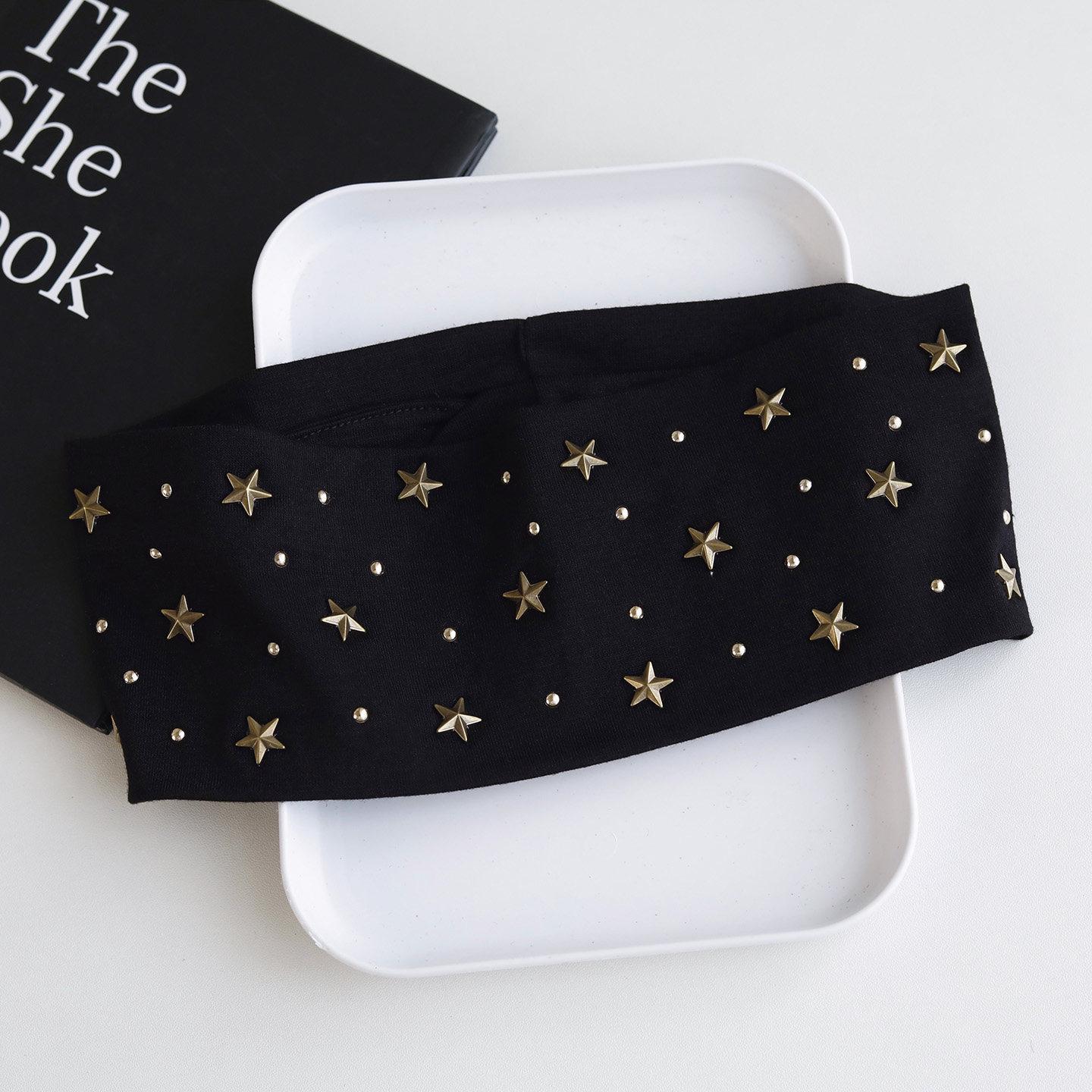 Cross-Border Elegant Rhinestone Wide Headband for Women One Size чёрный