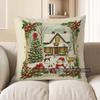 Home Decor Snowman & Cottage Christmas Pillow Cover Pattern Cushion Cover Suitable For Sofa Bedroom Car Pillow Cover