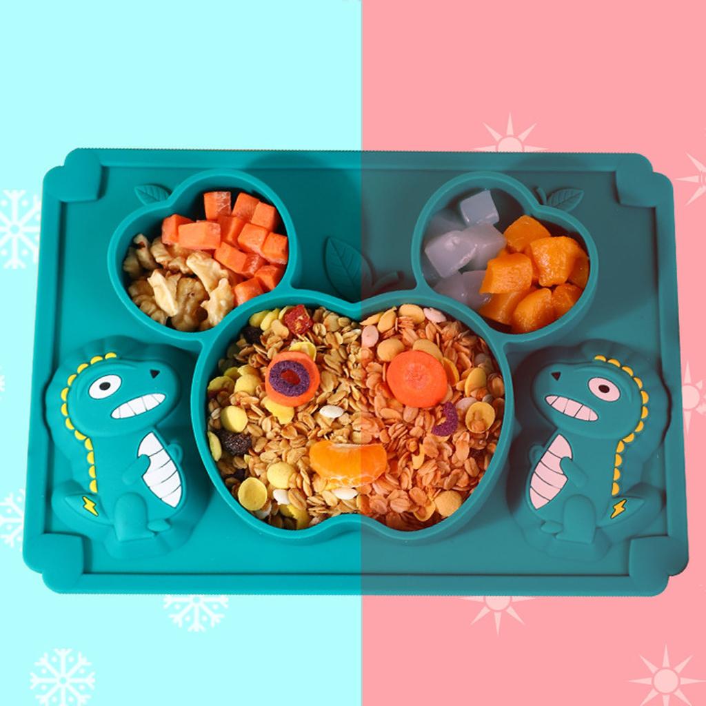 Cute Dinosaur Plates Baby Utensils Silicone Plate Silicone Baby Plates