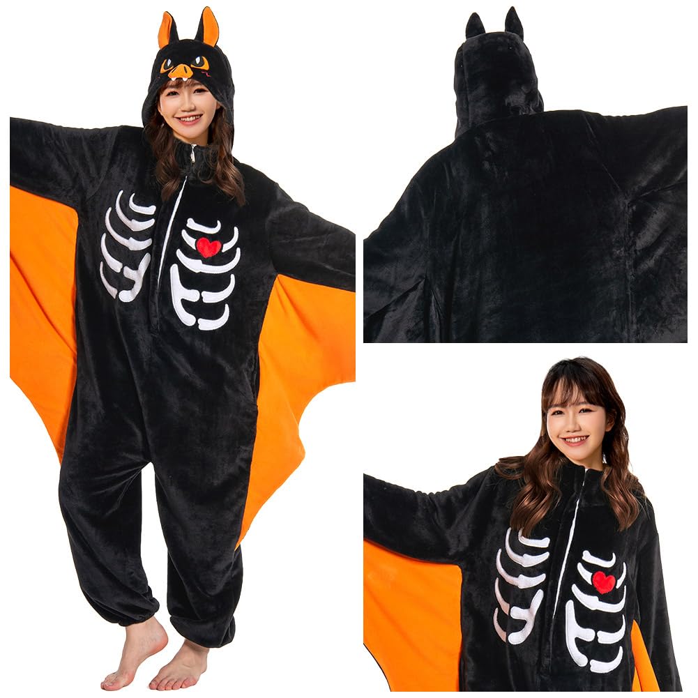 OLAOLA Bat Kigurumi Pajamas for Bat Cosplay Halloween Animal Warm and Perfect for Parties and Cold Weather Protection Adults, Costume, Costume,