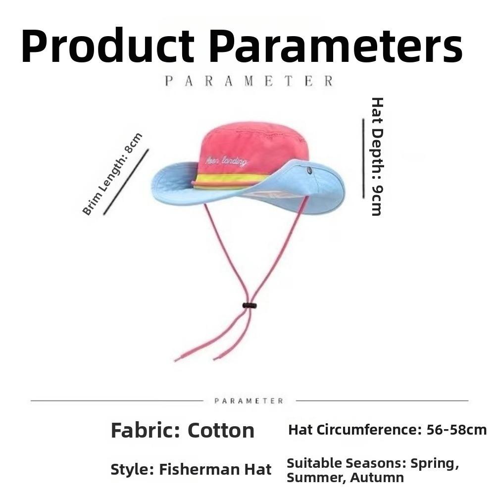 Color-blocked Design Fishermen Cap Sun Protection Big Brim Hats New Travel Bucket Hats  Outdoor Use