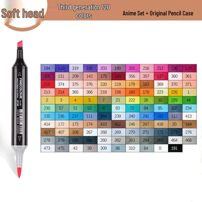 Fakale 3rd Gen Soft Tip Anime Double-Ended Marker Pen Set - 480 Colors, Alcohol-Based