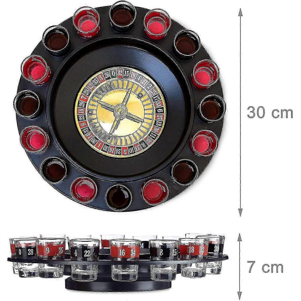 Set Roulette Gioco da Bere con 16 Bicchierini 30 X 30 Cm Gioco d'Azzardo Divertimento per Feste Minimo 2 Giocatori Casinò, Idea Regalo, Gioco per Coppie, Regalo di Natale
