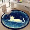 1PC Galaxy Cat Office Round Area Rug, Mat Suitable For Office, Under Office Chairs Bedroom Living Room Home Decor, Room Deco