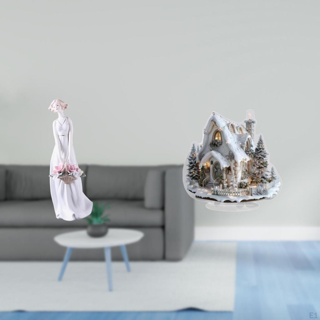 Porcelain Lady Figurine Nordic Girl Statue Modern Shelf Decor Acrylic Snow House Ornament Winter