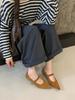 French Beautiful Rivet One-word Buckle with Flat Heel Shallow Mouth Single Shoes Autumn Late Evening Temperament Elegant Mary Jane Shoes