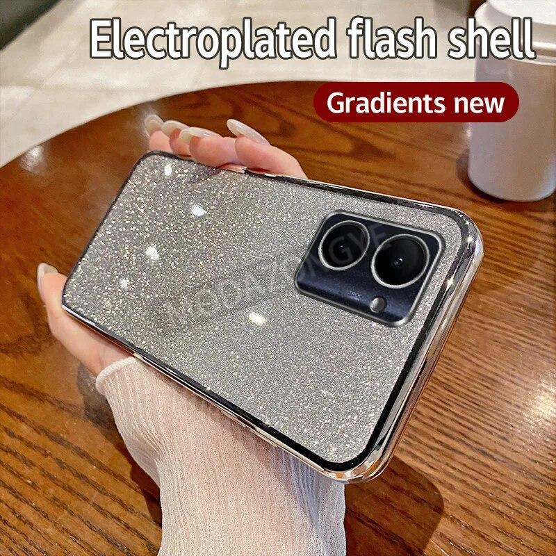 

Для Realme C33 чехол с гальваническим покрытием, мягкий блестящий чехол из ТПУ Realme C33 RMX3624, чехол для телефона для девочек и женщин Realme C33