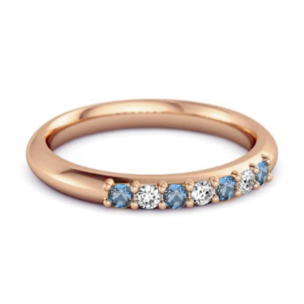 London Blue Topaz Eternity Stackable Ring - 925 Sterling Silver Rose Gold Vermeil