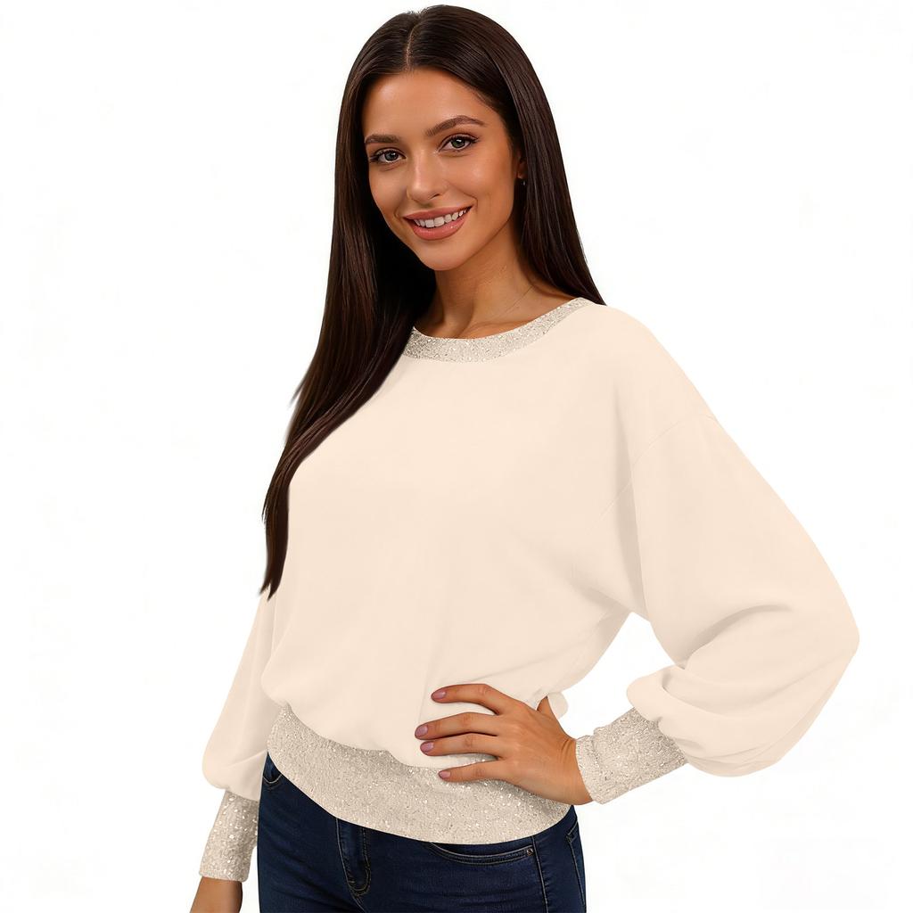 Women's Velvet Pullover Sweatshirt Casual Loose,Fit Color Long,Sleeve Top