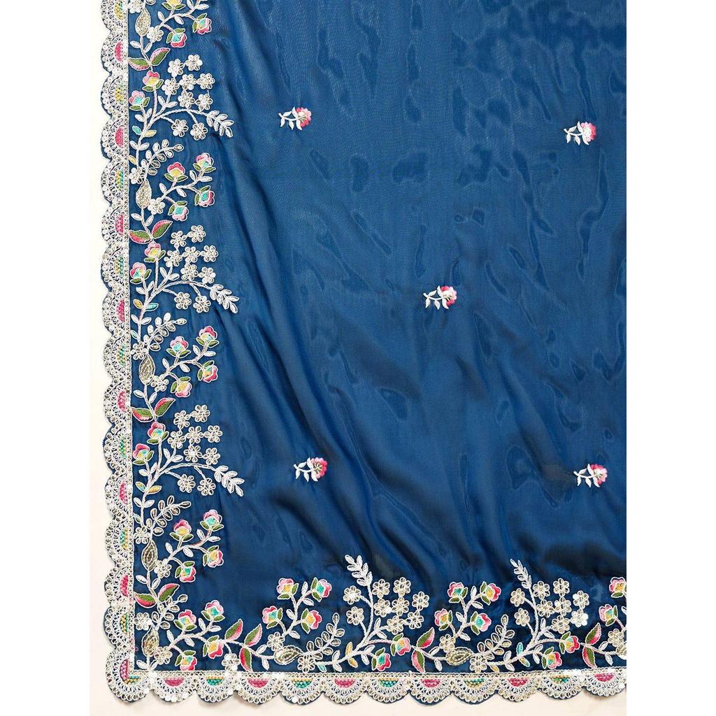 Midnight Elegance Rangoli Silk Saree
