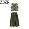 Za Autumn New Women Clothes 2025 Western Style Fashion Design Heavy Industry Sequined Embroidered Vest Skirt Two-piece Set