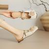 Fashion 2025 NEW Summer Women Mules Leather Shoes for Women Round Toe Low Heel Slippers Cover Toe Slingback Flower Sandals
