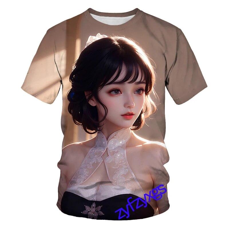 New Summer Tide Little Elder Sister Picture Men T-Shirts Casual 3D Print Tees Hip Hop Personality Round Neck Short Sleeve Tops