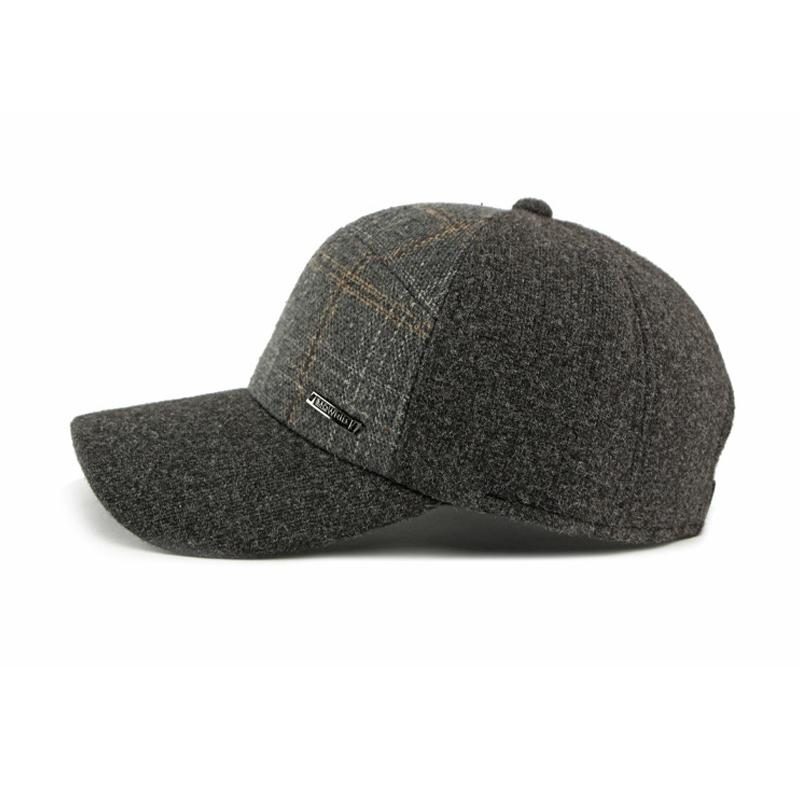 Men's Plaid Wool Blend Baseball Cap - Casual Retro Style Adjustable Hat (5 Color Options)