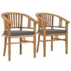 Day and Night - Day and Night Garden Chairs with Cushions 2 Units Solid Teak Wood