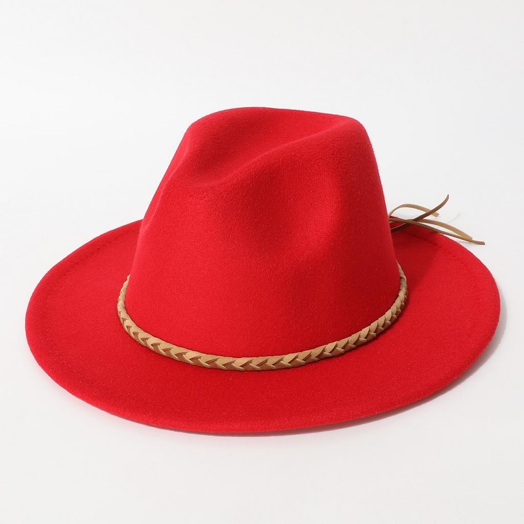 Western cowboy hat, vintage wide-brimmed jazz woolen hat, men's ribbon felt hat, Mongolian street dance Tibetan knight hat