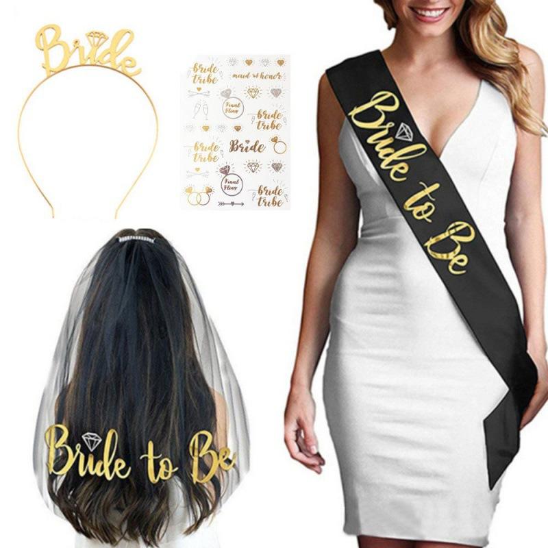Creative Headwear Party Atmosphere Decoration Set Bridal Diamond Ring Shoulder Strap Headveil Stickers Decorative Dressing Props