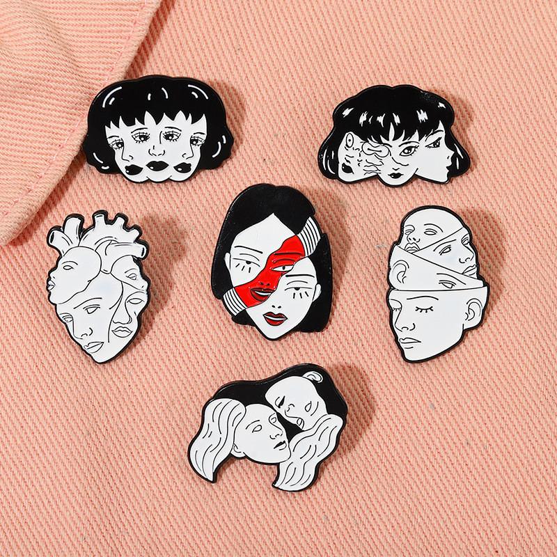 Metal Brooch Stunning With Playful Facial Expressions For Creative Accessories Fashion