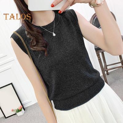Damen-Tanktops, Rundhalsausschnitt, ärmellos, einfarbig, lockere Passform, Tanktops aus Eisseide, atmungsaktiv, vielseitig