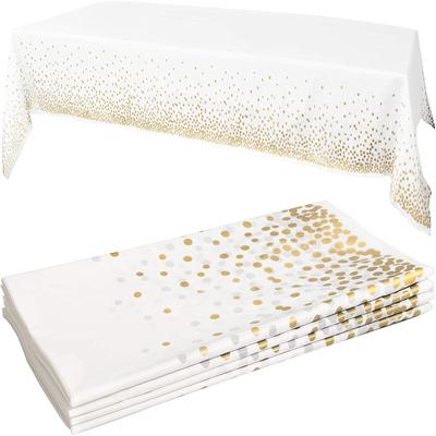 Plastic Disposable Tablecloth Rectangle Party Table Cover Gold Dot Waterproof Table Cloth for Wedding Birthday Party Decor