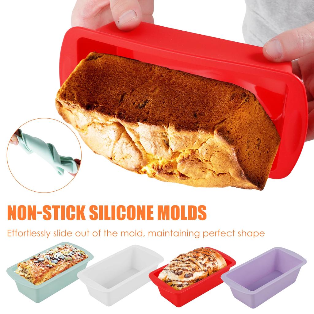 4 Stück Rechteckige Silikon-Brotbackform Kastenform Toastbrotformen Backform Hitzebeständige Kuchenform Backzubehör Küchenzubehör