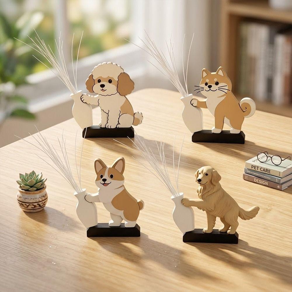 Mini Puppy Pushing a Vase Ornament Push Bottle Refrigerator Magnet Whiskers Storage Refrigerator Magnet Cartoon