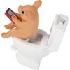 Cabilock Mini Resin Cute Pig Figurines Texting On Toilet Statue, Miniature Piggy Sculpture, Garden Farm Statue Collectible Lawn Ornament Desktop