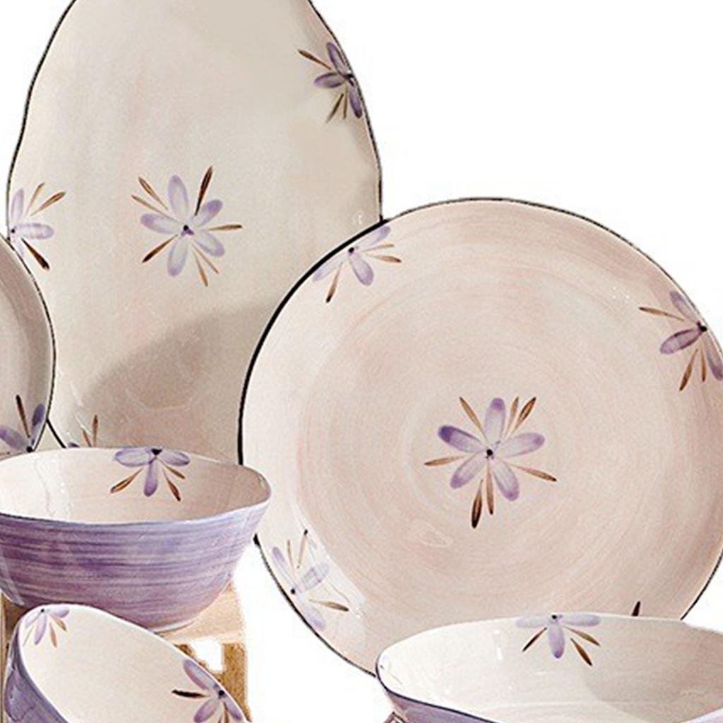 5in Beautiful Ceramic Bowl Purple Exquisite Ceramic Soup Bowls for Salad Pasta Rice Dessert