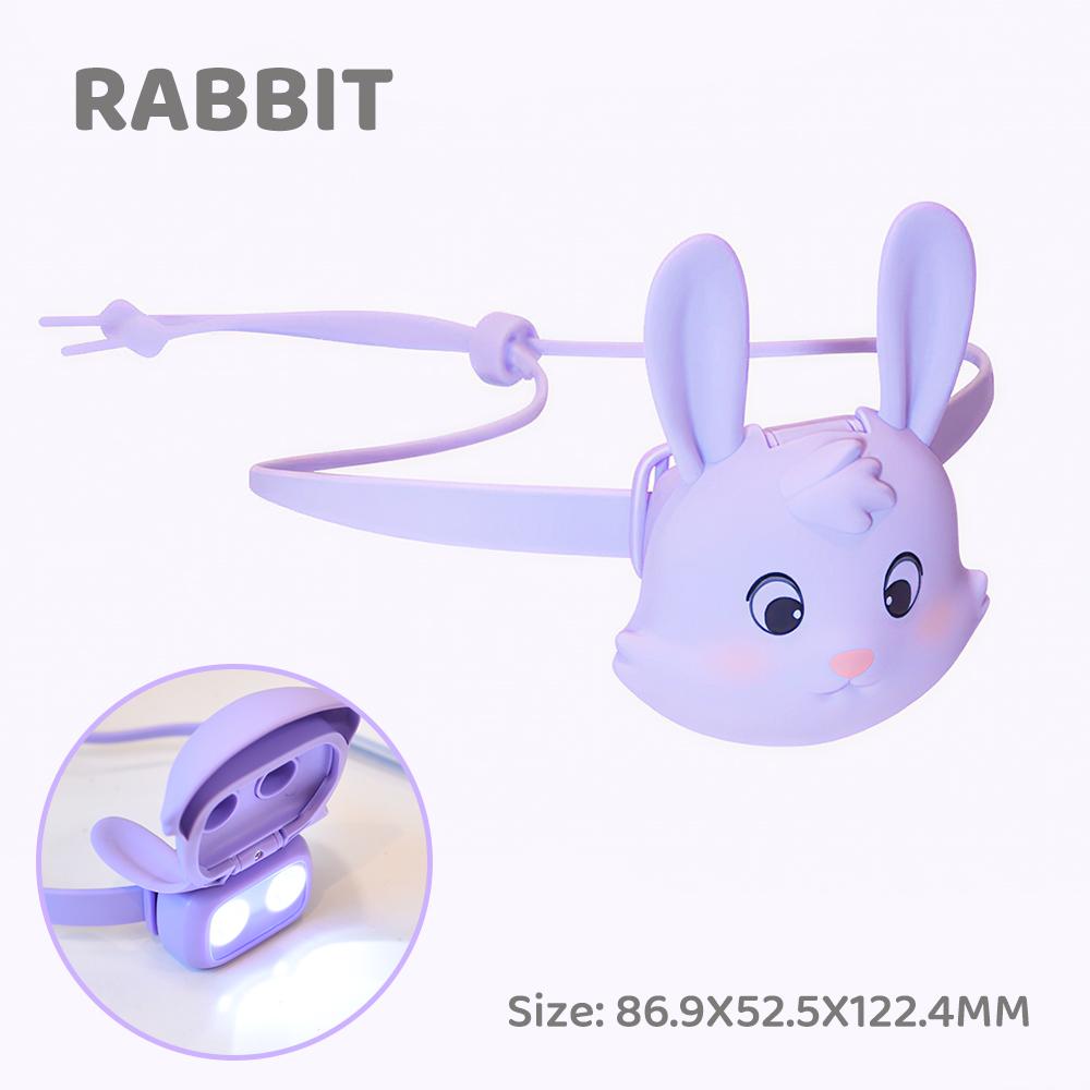 Cute Silicone Head Lamp Rechargeable 3 Level Brightness Camping Nightlights For Kids Outdoor Hiking