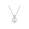 [Aleasha] Single Shell Pearl Necklace, 925 Silver, Women's, White, 10mm Pearl Necklace, Cubic Zirconia, Daily Work, Wedding