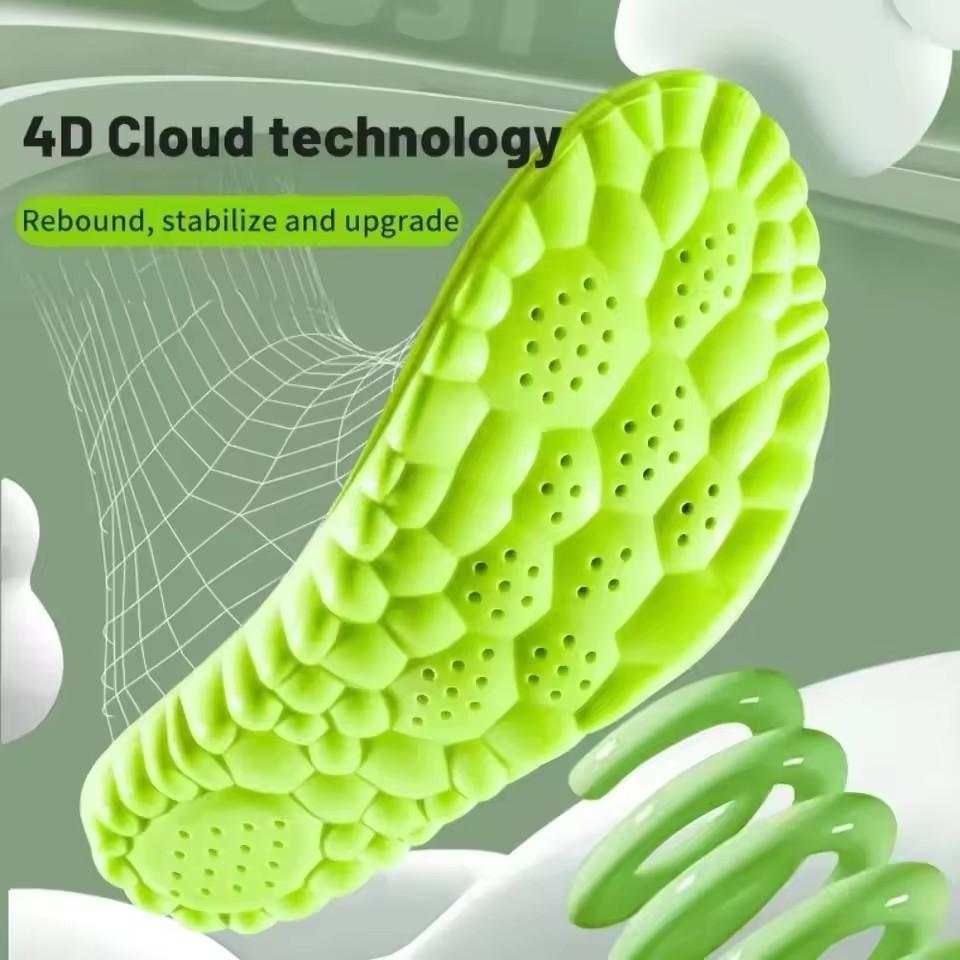 1/1Pcs 1D Sports Insoles Shoes PU Sole Soft Breathable Shock Absorption Cushion Heavy Support Pain Relief Run Orthopedic Insoles