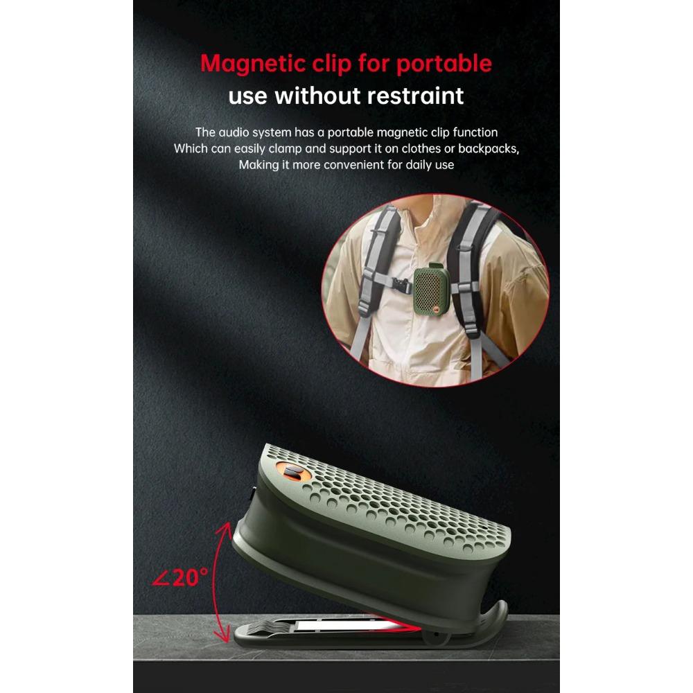 Monster M3 Magnetic Clip-On Mini BT V5.4 Portable Outdoor Sport Wearable Wireless Bluetooth Speakers With Bass Mic