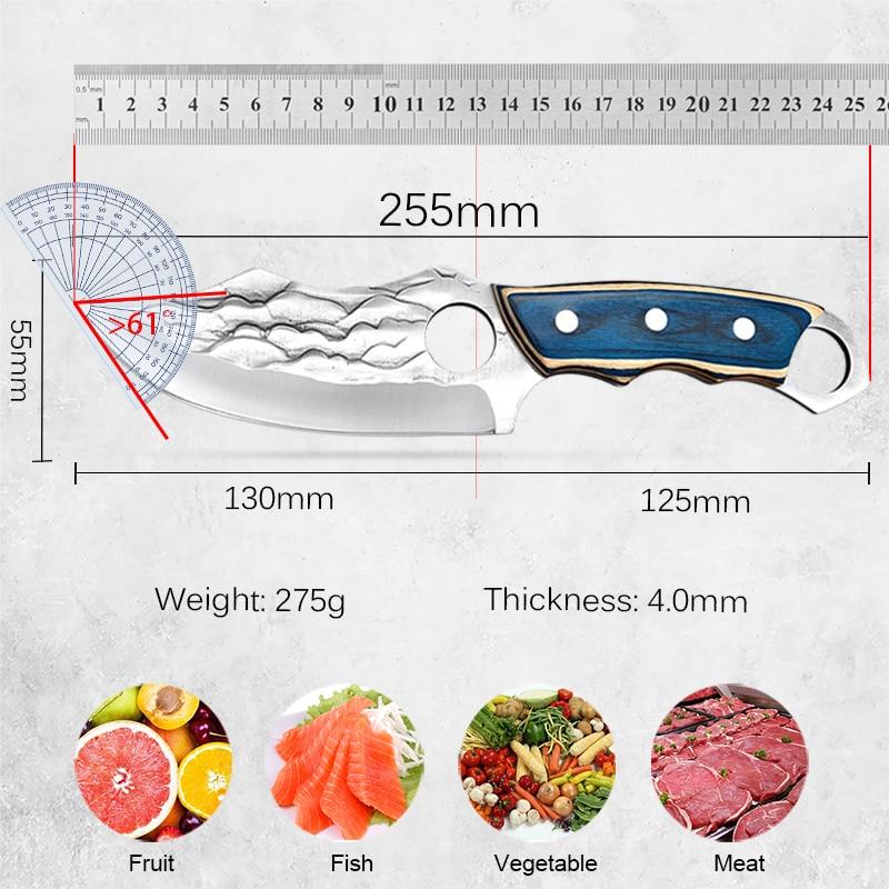 MYVIT Kitchen Knife Forged Boning Knife Butcher Knife Stainless Steel Cleaver Vegetable Fruit Knife Outdoor Camping Knife with Cover