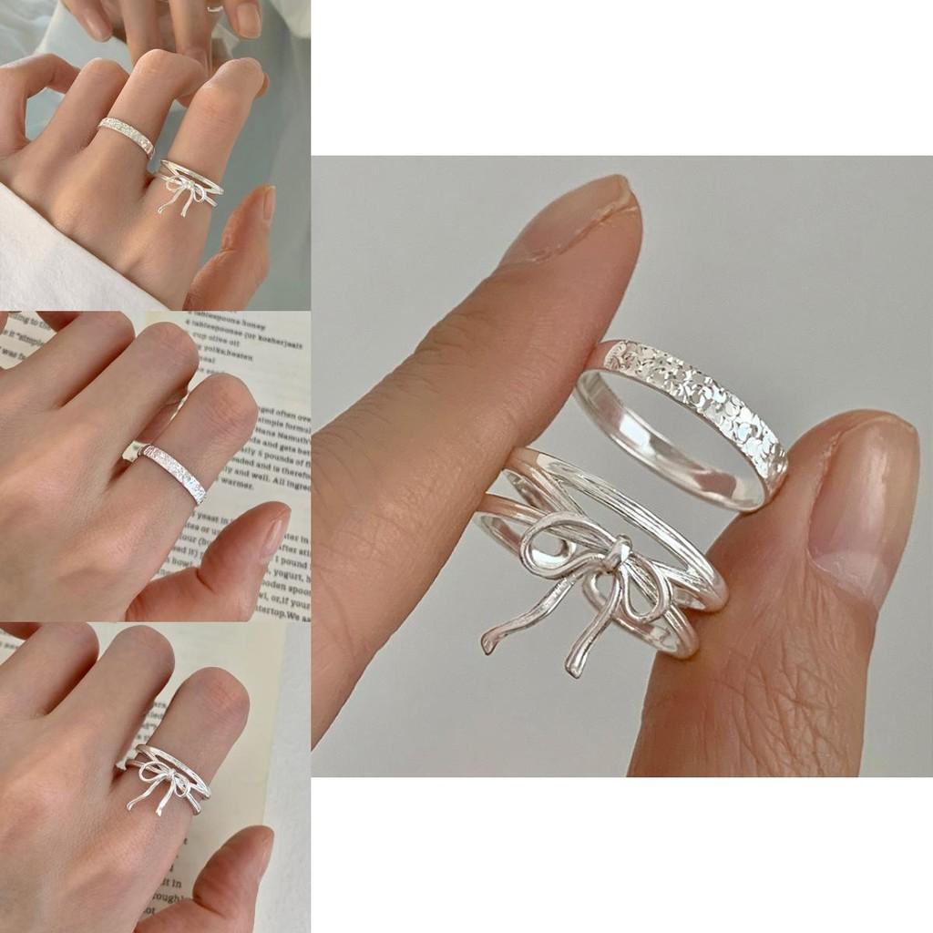 Trendy Sweet Bowknot Ring For Women Unique High-end Design Adjustable Size Copper