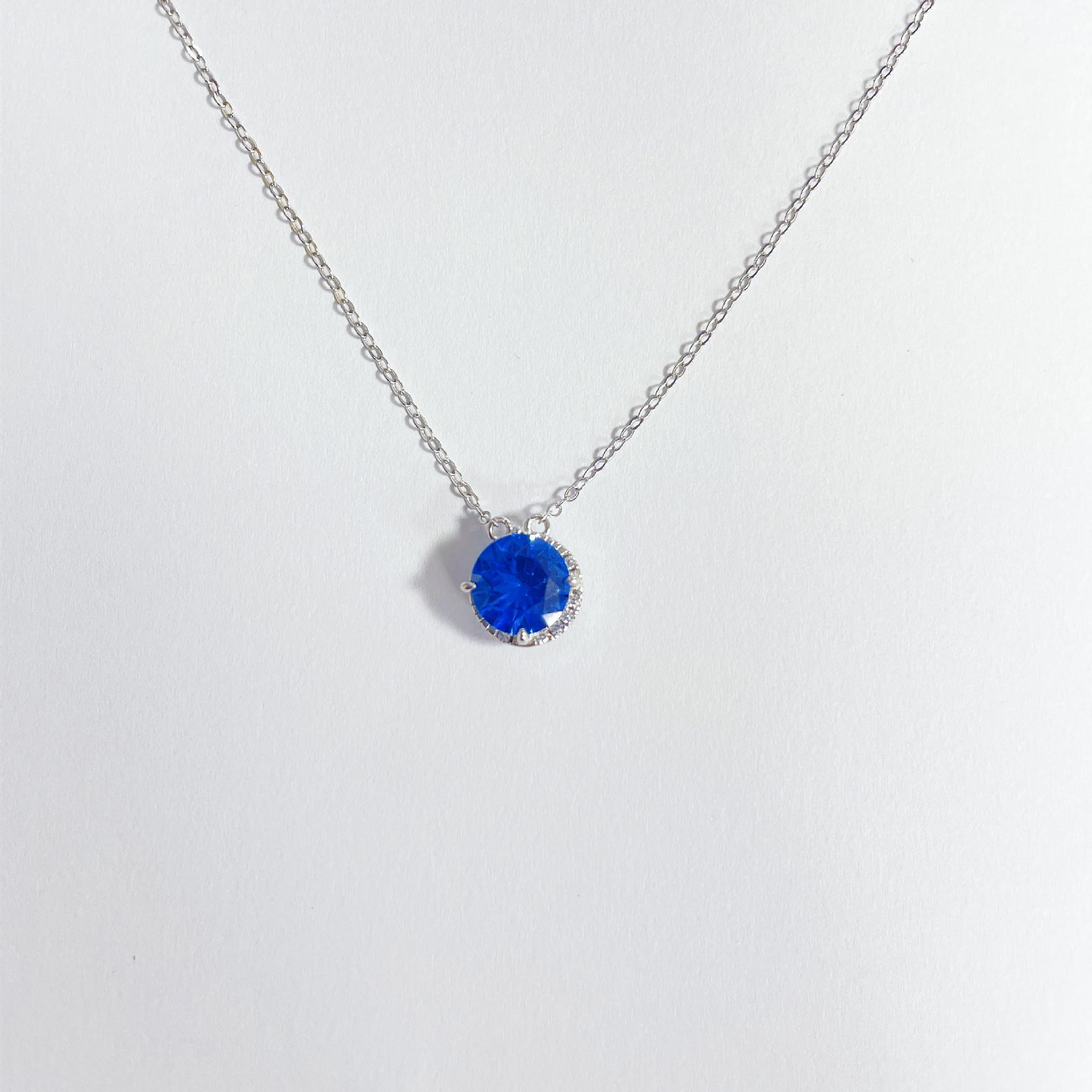 

Ожерелье из стерлингового серебра 925 пробы с голубым топазом 14 карат, для женщин, нишевый дизайн, легкая роскошная универсальная цепочка для ключицы 925