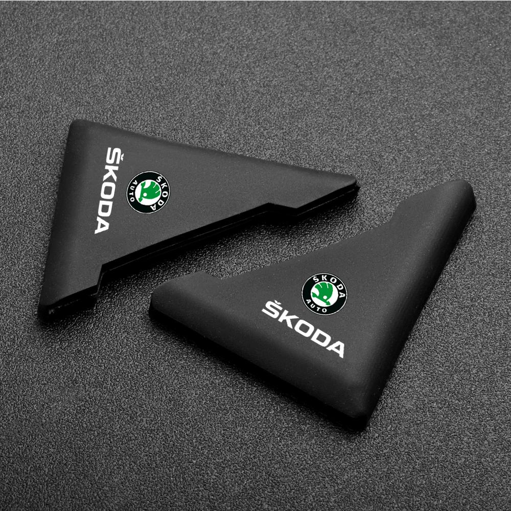 QYSK1 2pcs Silicone Car Door Corner Cover Auto Anti-collision Protection Sticker For Skoda Kodiaq Octavia Fabia Karoq Enyaq Kamiq Yeti