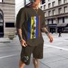 Men's Casual Sports Set Short Sleeve and Shorts Two-Piece Fashion Geometric Pattern Summer Daily Wear Comfortable Breathable